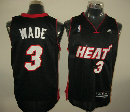  NBA Miami Heat 3 Dwyane Wade Swingman Road Black Jersey